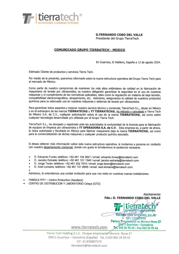 Comunicado Grupo TierraTech México