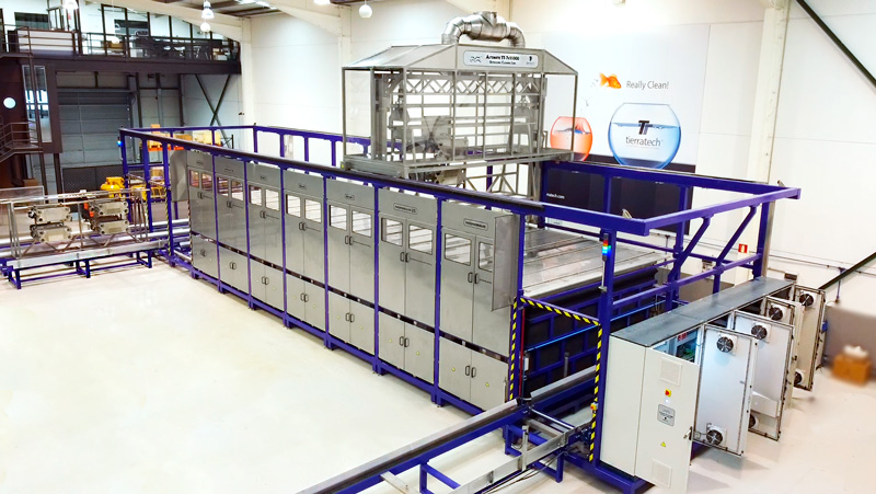 Equipamento de limpeza por ultra-sons industrial 7 cubas 11000L​
