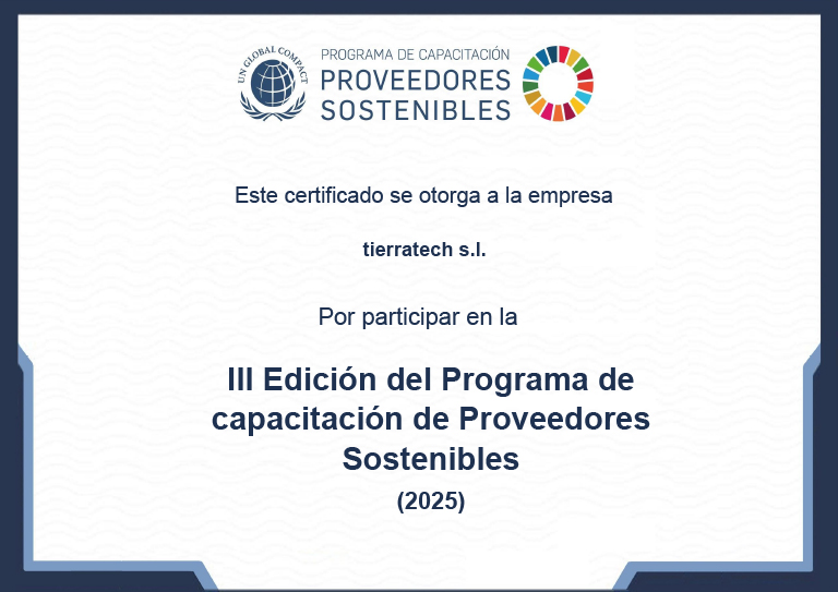 certificado proveedores sostenibles 2025 empresa Tierra Tech